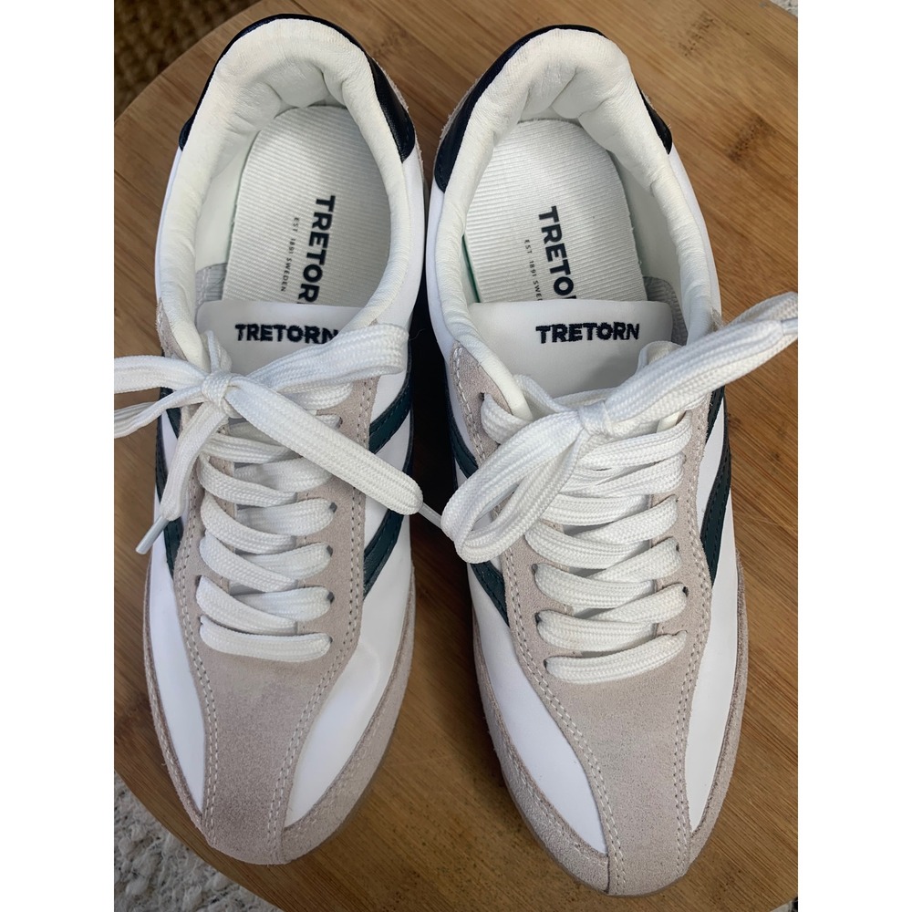 Tretorn Rawlins Vintage womens Sneakers White Tan Green‎ Retro Low Top Trainers - Picture 4 of 14